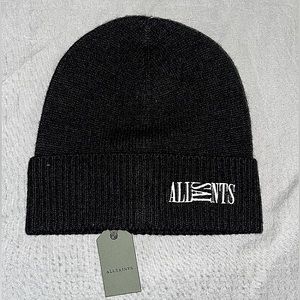AllSaints Embroidered Logo Black/White Knitted Winter Men’s OS Beanie NWT